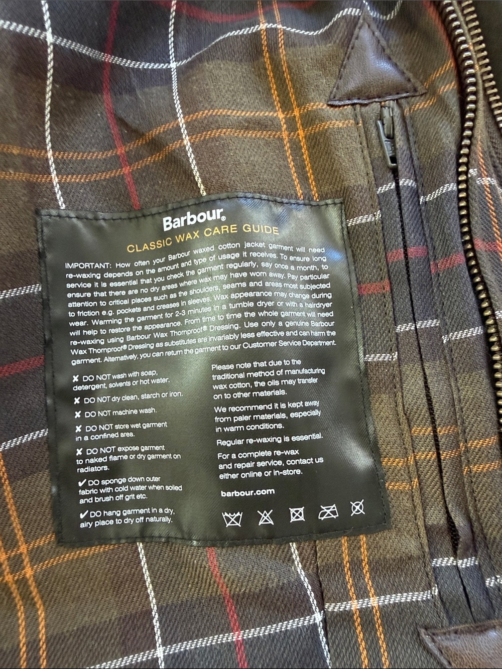Women’s Barbour Olive Waxed Field Jacket with Tartan Trim - Picture 3 of 5